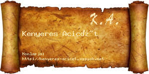 Kenyeres Acicét névjegykártya